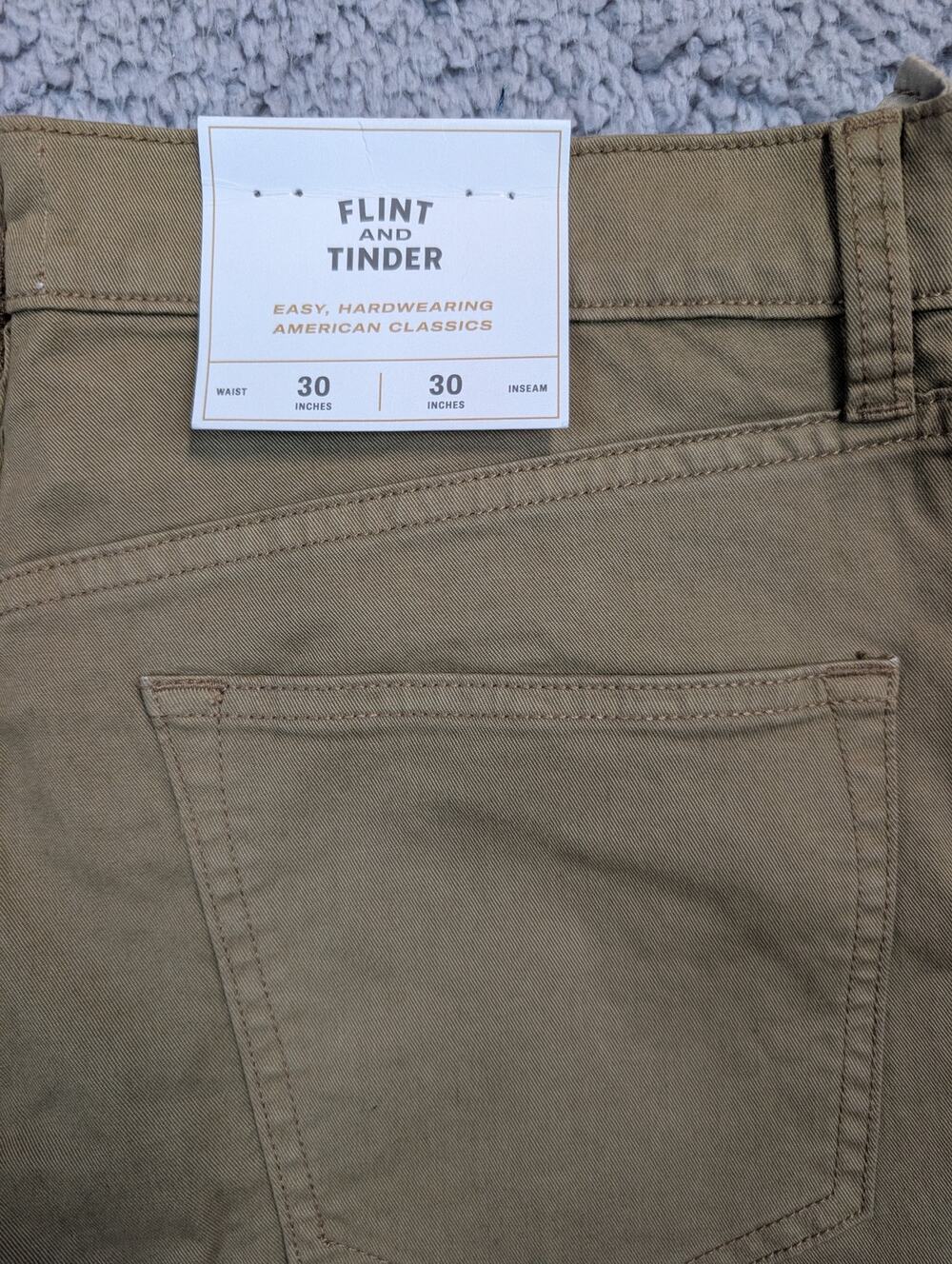 Flint and Tinder Khakis Men's Size 30x30 Tan Tapered Fit (1204)